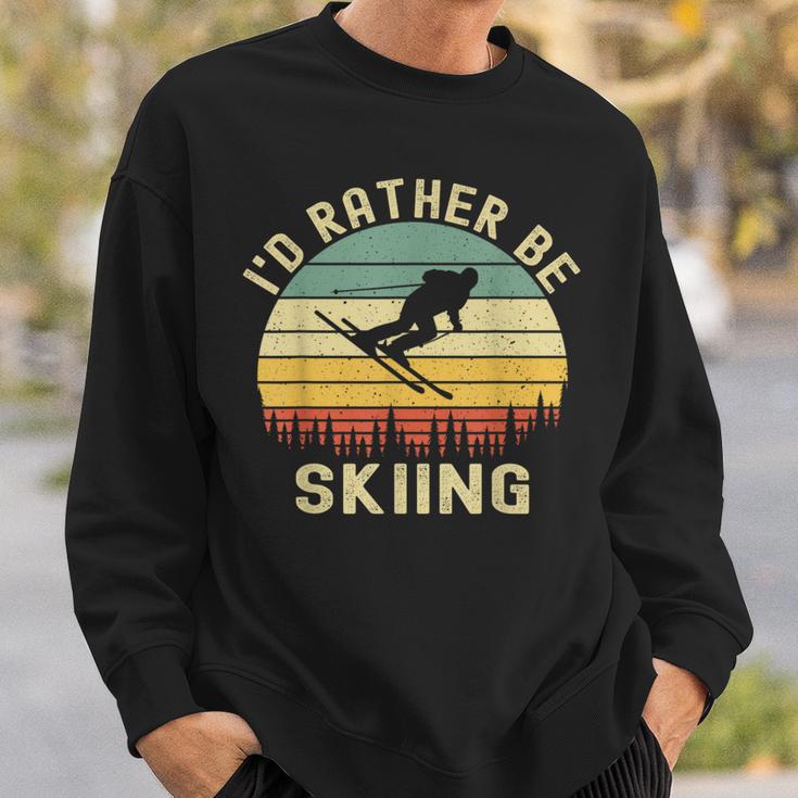 I'd Rather Be Skiing Retrointage Skifahrer Ski Herren Papa Jungen Sweatshirt Geschenke für Ihn