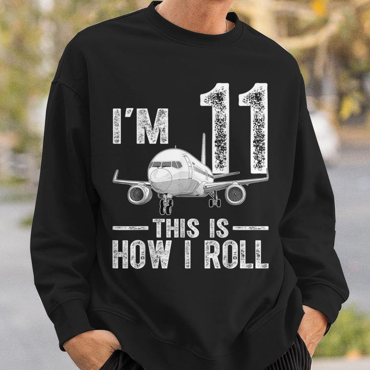 I'm 11 This Is How I Roll Airplane 11 Year Old Birthday Boys Sweatshirt Gifts for Him