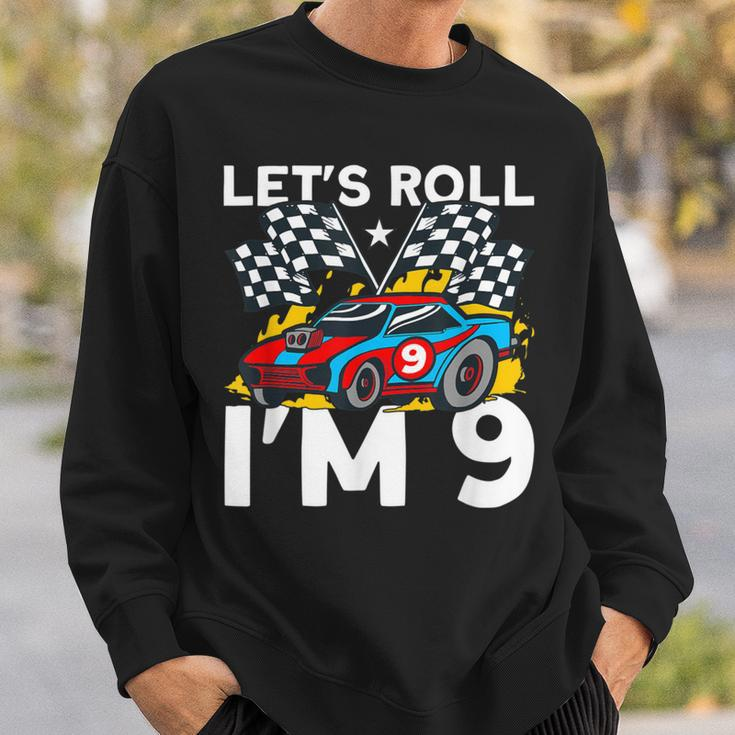 I'm 9 Bday Race Car Party Cute 9Th Birthday Boys Race Car Sweatshirt Gifts for Him