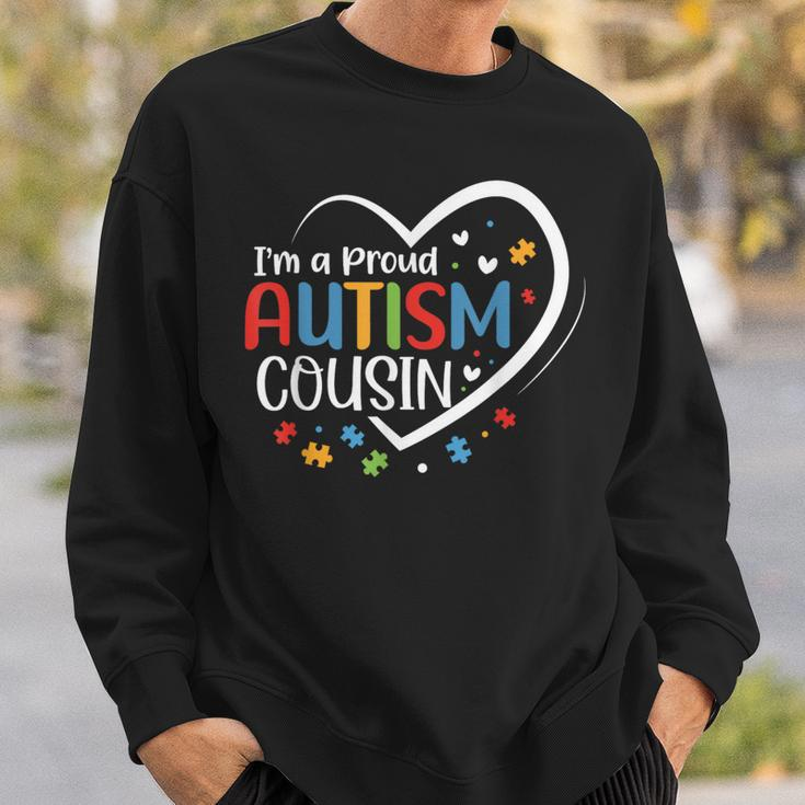 I'm A Proud Cousin Love Heart Autism Awareness Puzzle Sweatshirt Gifts for Him