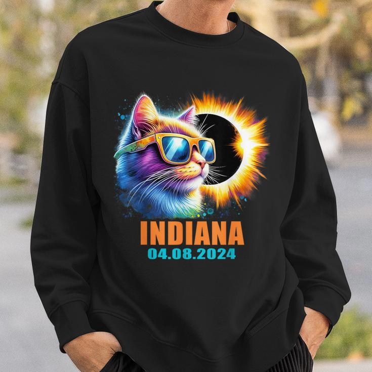 Indiana Total Solar Eclipse 2024 Cat Solar Eclipse Glasses Sweatshirt Gifts for Him