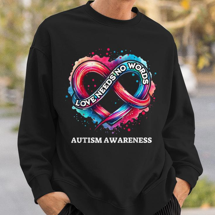 Infinity Heart Love Needs No Words Autism Awareness Tie Dye Sweatshirt Gifts for Him