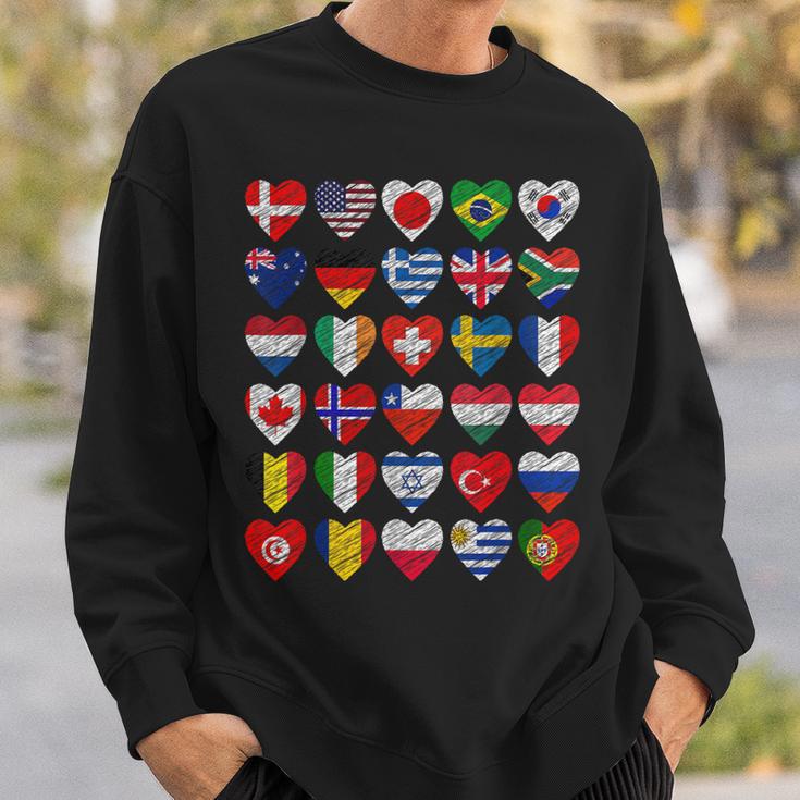 International Flags World Cute Hearts Countries Sweatshirt Gifts for Him