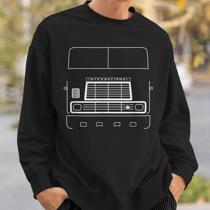 International Harvester Vintage Big Rig Truck White Outline Sweatshirt Gifts for Him