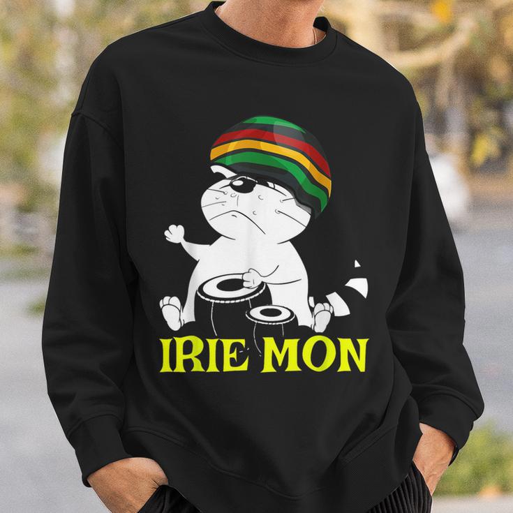 Irie Mon Rasta Cat Carribbean Patois Jamaican Slang Sweatshirt Gifts for Him