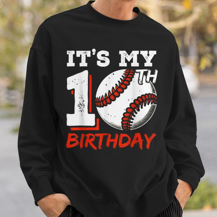 It's My 10Th Birthday Baseball Player 10 Years Old Boys Bday Sweatshirt Gifts for Him