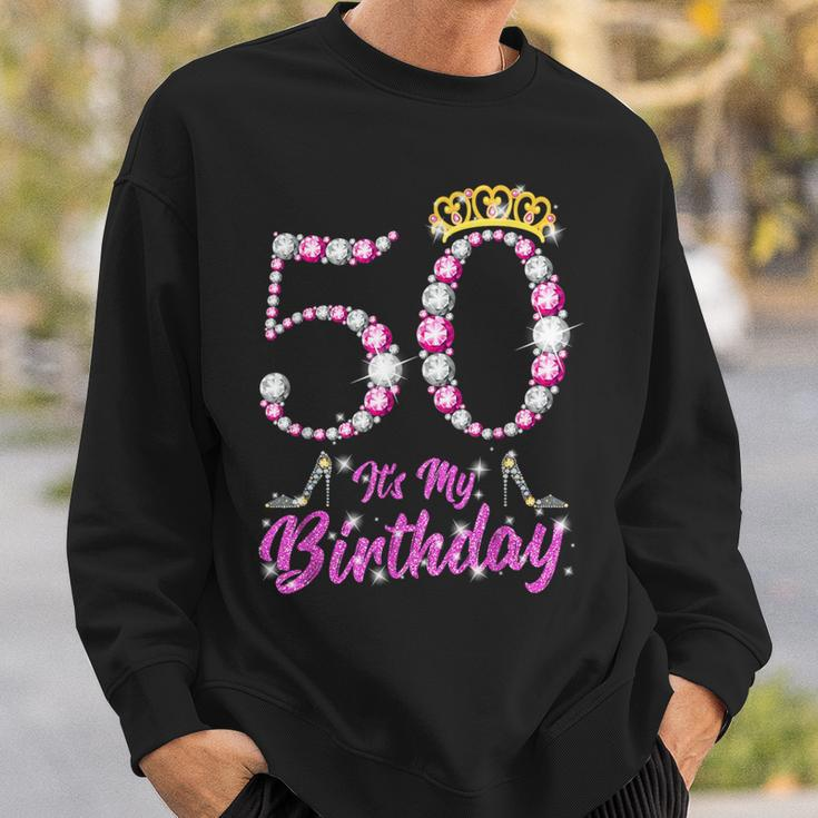 It's My 50Th Birthday Queen Tiara Shoes 50 Yrs Old Bday Sweatshirt Gifts for Him