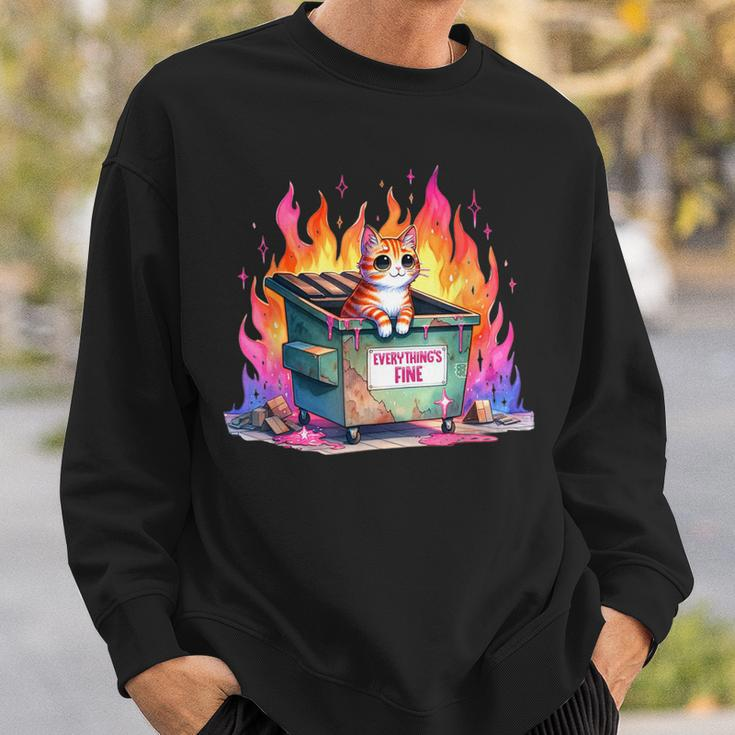 It's Fine I'm Fine Everything's Fine Lil Dumpster Fire Cat Sweatshirt Gifts for Him