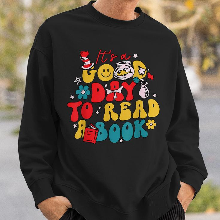 It's A Good Day To Read A Book Reading Day Cat Teachers Sweatshirt Gifts for Him
