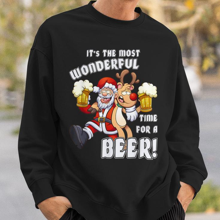 It's The Most Wonderful Time For A Beer Santa Xmas Sweatshirt Gifts for Him