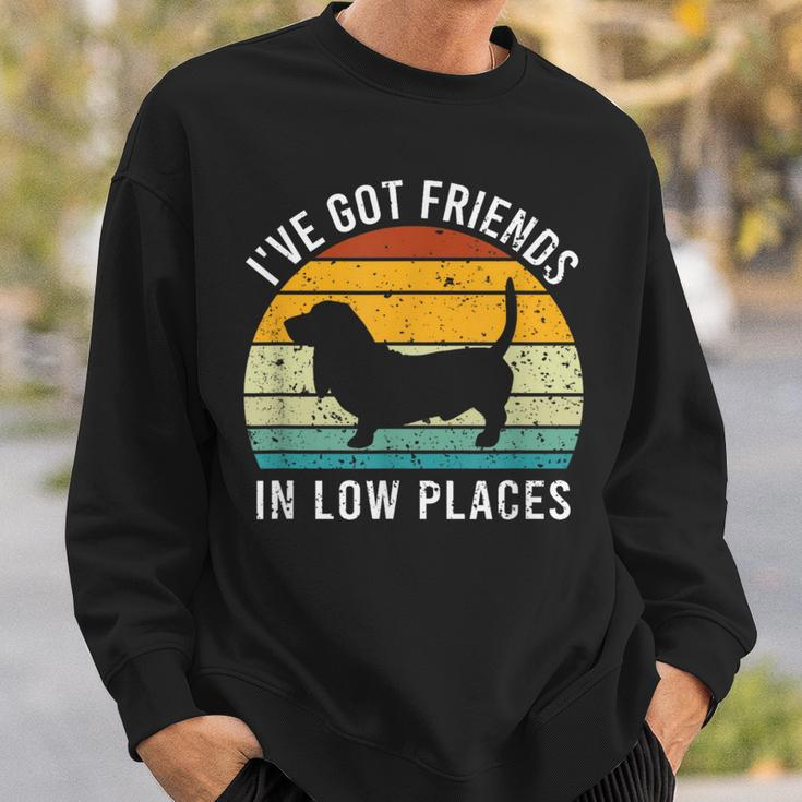 I've Got Friends In Low Places Basset Hound Retro Sweatshirt Gifts for Him