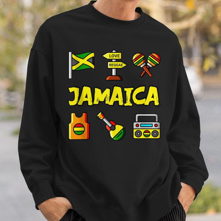 Jamaica Icons Jamaican Flag Love Reggae Guitar Maracas Sweatshirt Gifts for Him