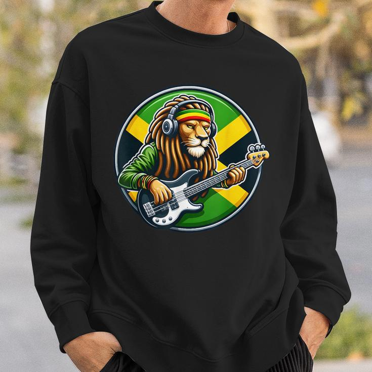 Jamaica Rastafarian Lion Playing Guitar Reggae Jamaican 2024 Sweatshirt Gifts for Him
