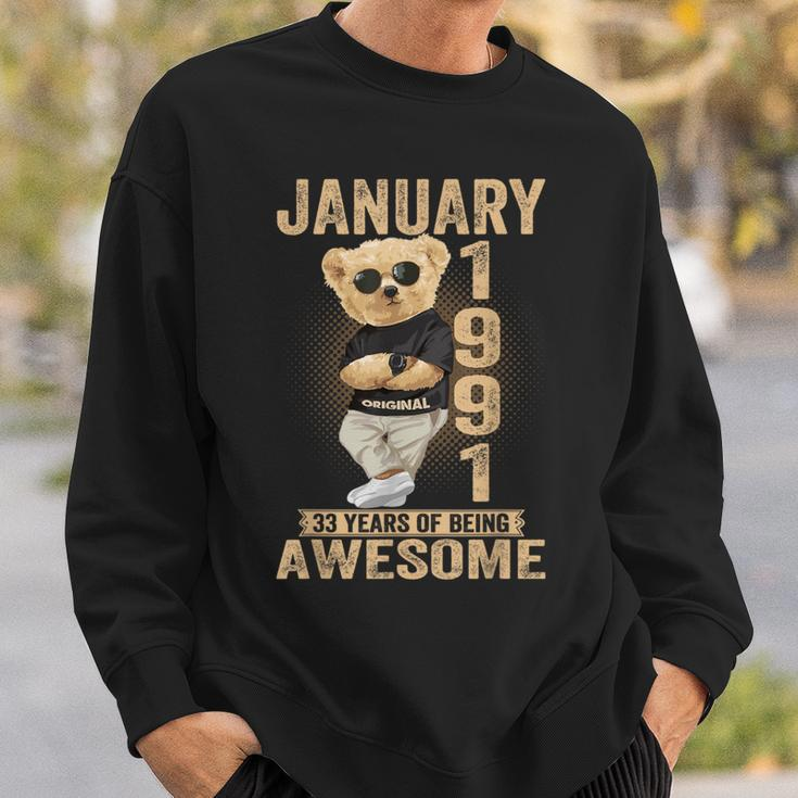 January 1991 33Th Birthday 2024 33 Years Of Being Awesome Sweatshirt Gifts for Him