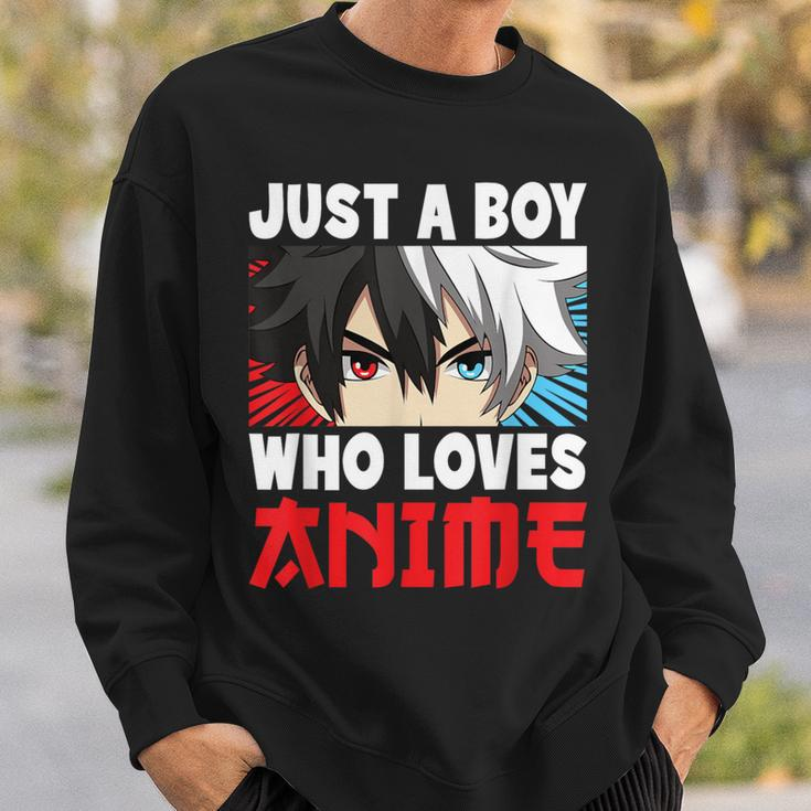 Just A Boy Who Loves Anime Japanese Anime Boy Manga Sweatshirt Gifts for Him