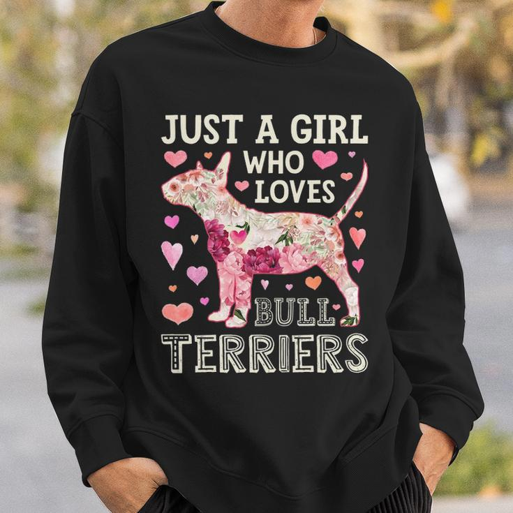 Just A Girl Who Loves Bull Terriers Dog Silhouette Flower Sweatshirt Gifts for Him