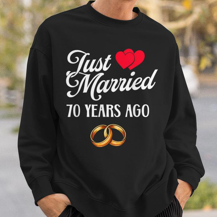 Just Married 70 Years Ago Couple 70Th Anniversary Sweatshirt Gifts for Him