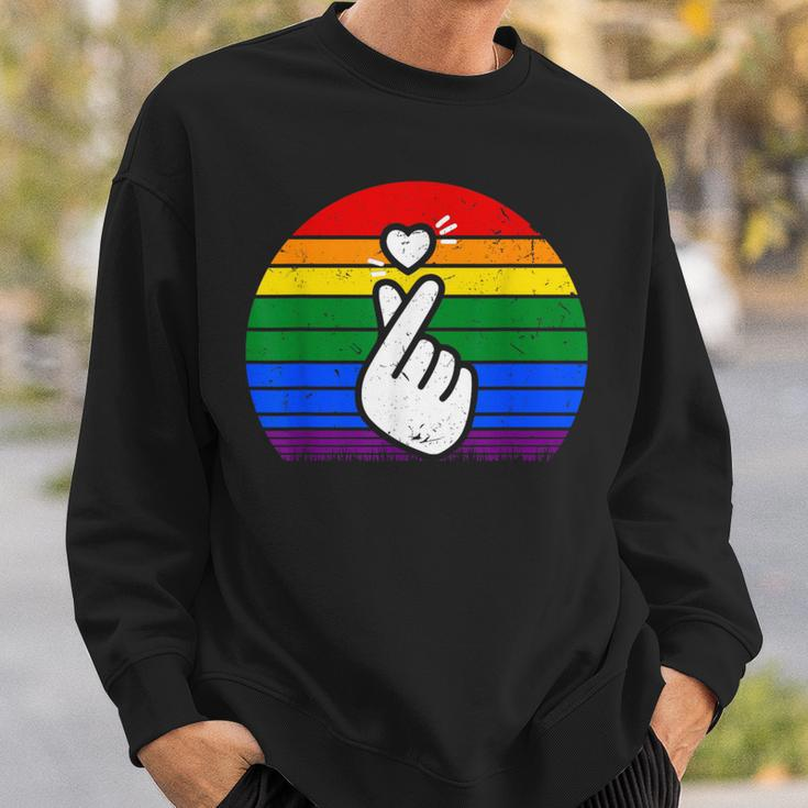K-Pop Heart Hand Lgbt Gay Pride Retro Vintage Lgbtq Pride Sweatshirt Gifts for Him