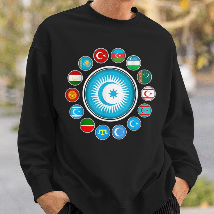 Kasachstan Göktürk Türkei Flagge Schwarzes Sweatshirt, Türkiye Bayrak Design Geschenke für Ihn