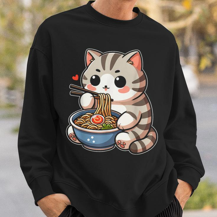 Kawaii Graphic Japanese Anime Manga Cat Ramen Aesthetic Sweatshirt Gifts for Him