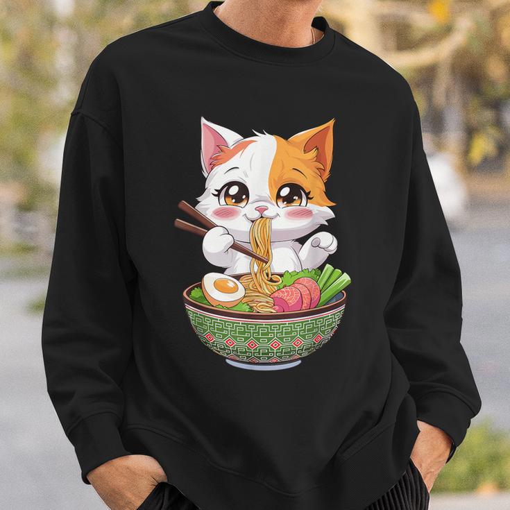 Kawaii Neko Ramen Cute Ramen Cat Japanese Noodle Cat Sweatshirt - Seseable