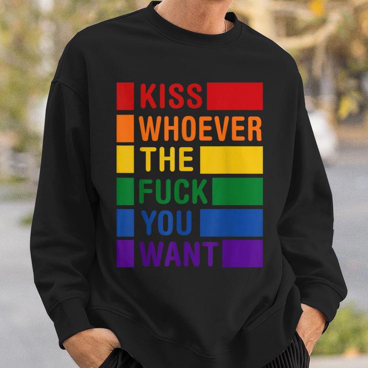 Kiss Who Ever The Fuck You Want Lgbt Gay Rights Trans Pride Sweatshirt Gifts for Him