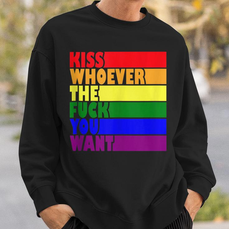 Kiss Whoever The F Fuck You Want Lesbian Gay Lgbt Pride Sweatshirt Gifts for Him