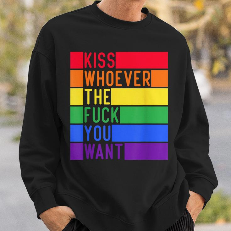 Kiss Whoever The F You Want Lgbt Gay Lesbian Awareness Sweatshirt Gifts for Him