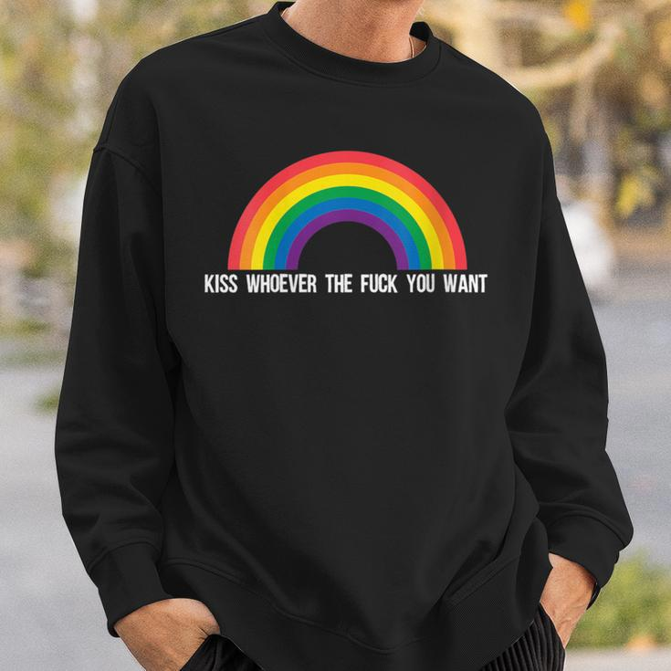 Kiss Whoever The Fuck You Want Lesbian Gay Pride Lgbt 2019 Sweatshirt Gifts for Him