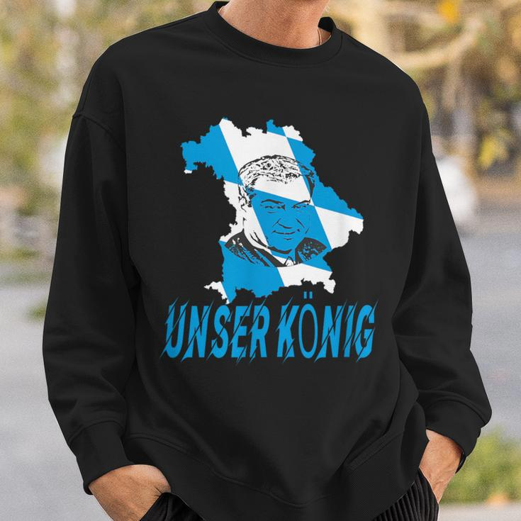 Königliches Porträt Sweatshirt Schwarz mit Blauem Druck – Unser König Geschenke für Ihn