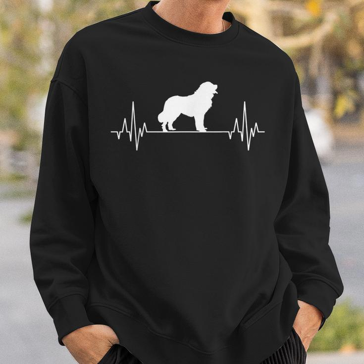 Landseer Heartbeat Ecg Dog Sweatshirt Geschenke für Ihn