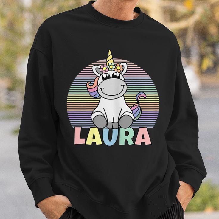 Laura Name Vorname Einhorn Regenbogen Personalisiert Sweatshirt Geschenke für Ihn