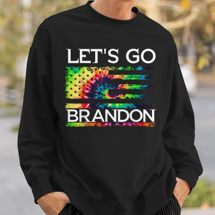Let's Go Brandon Conservative Anti Liberal Us Tie Dye Flag Sweatshirt Gifts for Him