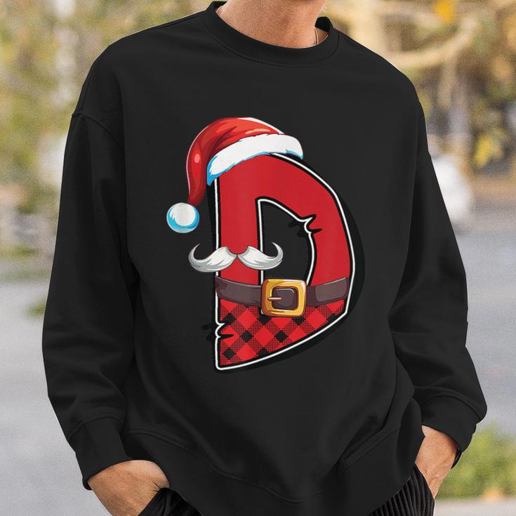 Letter D Initial Name Plaid Santa Hat Christmas Sweatshirt Gifts for Him