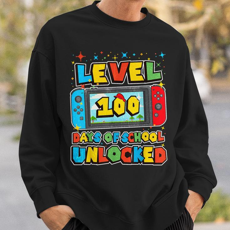 Level 100 Days Of School Unlocked Boys Gamer Video Games Sweatshirt Gifts for Him