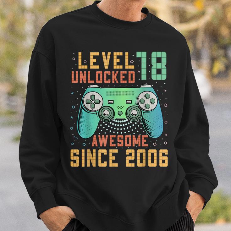 Level 18 Unlocked 18Th Birthday 18 Year Old Gamer Bday Sweatshirt Gifts for Him