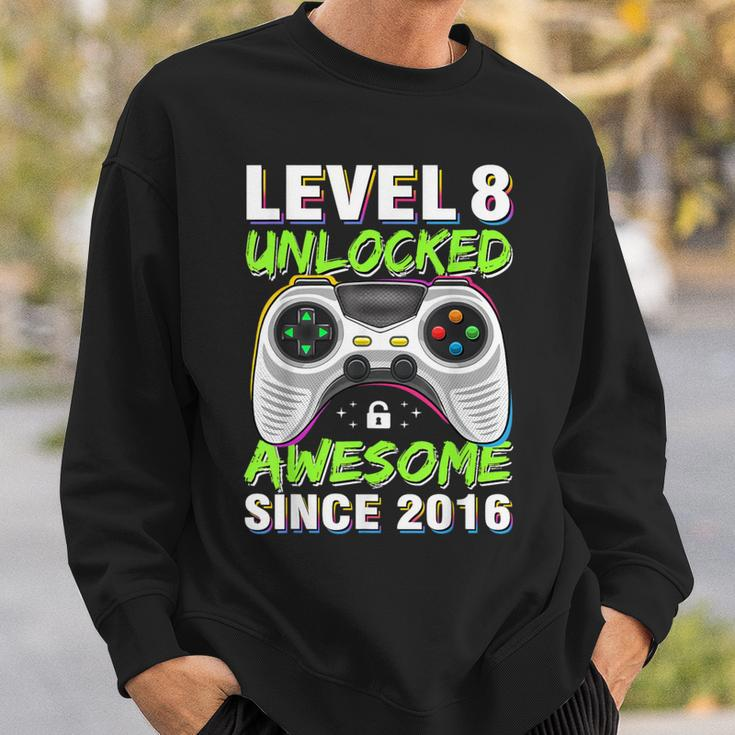 Level 8 Unlocked Awesome Since 2016 8Th Birthday Gaming Boys Sweatshirt Gifts for Him