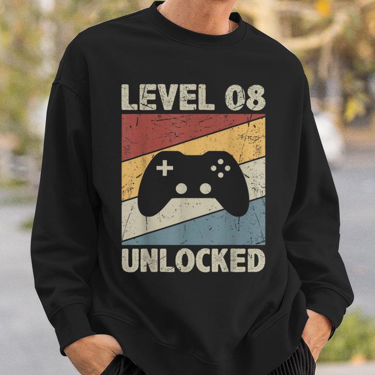 Level 8 Unlocked Video Gamer 8Th Birthday Vintage Sweatshirt Gifts for Him