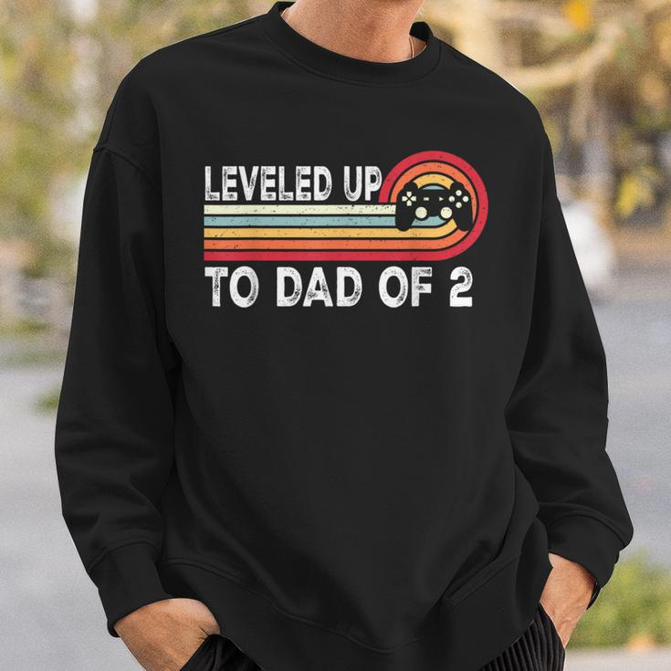 Leveled Up To Dad Of 2 Daddy Again Pregnancy Announcement Sweatshirt Gifts for Him