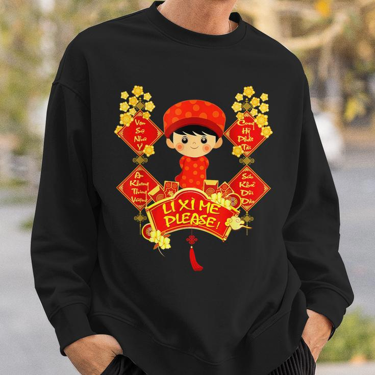 Li Xi Me Please Vietnamese Red Cute Ao Dai Boy Flowers Sweatshirt Gifts for Him
