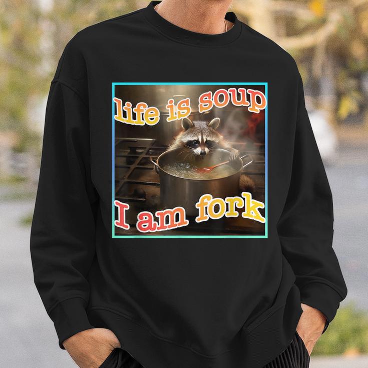 Life Is Soup Oddly Specific Weird Ironic Raccoon Meme Sweatshirt Gifts for Him