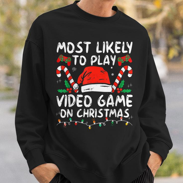 Most Likely To Play Video Games On Christmas Family Matching Sweatshirt Gifts for Him