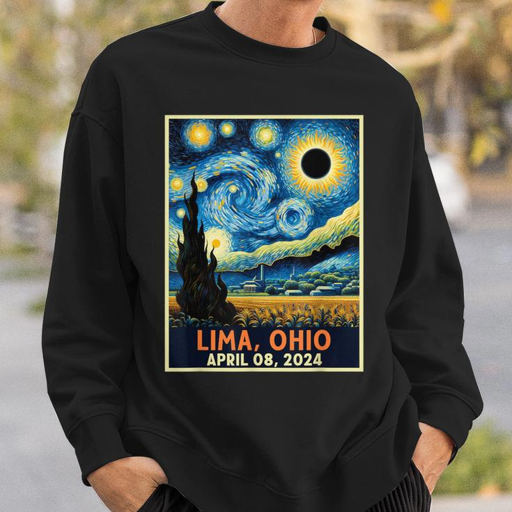 Lima Ohio Total Solar Eclipse 2024 Starry Night Van Gogh Sweatshirt Gifts for Him