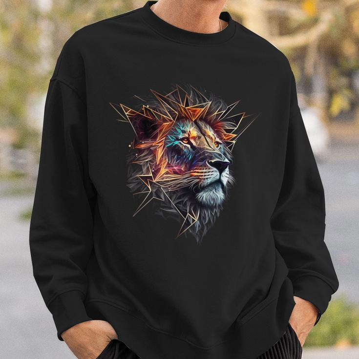 Lion Animal Lover Motif Animal Zoo Print Lion Sweatshirt Gifts for Him