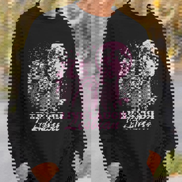 Live Laugh Lesbian Raccoon Lesbian Lgbtq Pride Month Sweatshirt Gifts for Him
