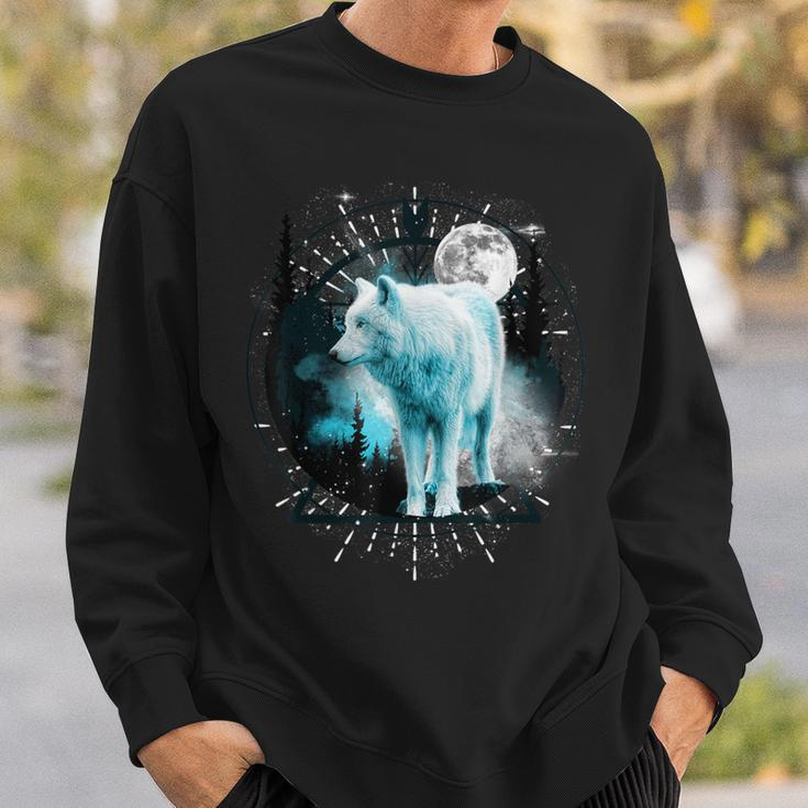 Lone Wolf Wolf Moon Wildlife Sweatshirt Geschenke für Ihn