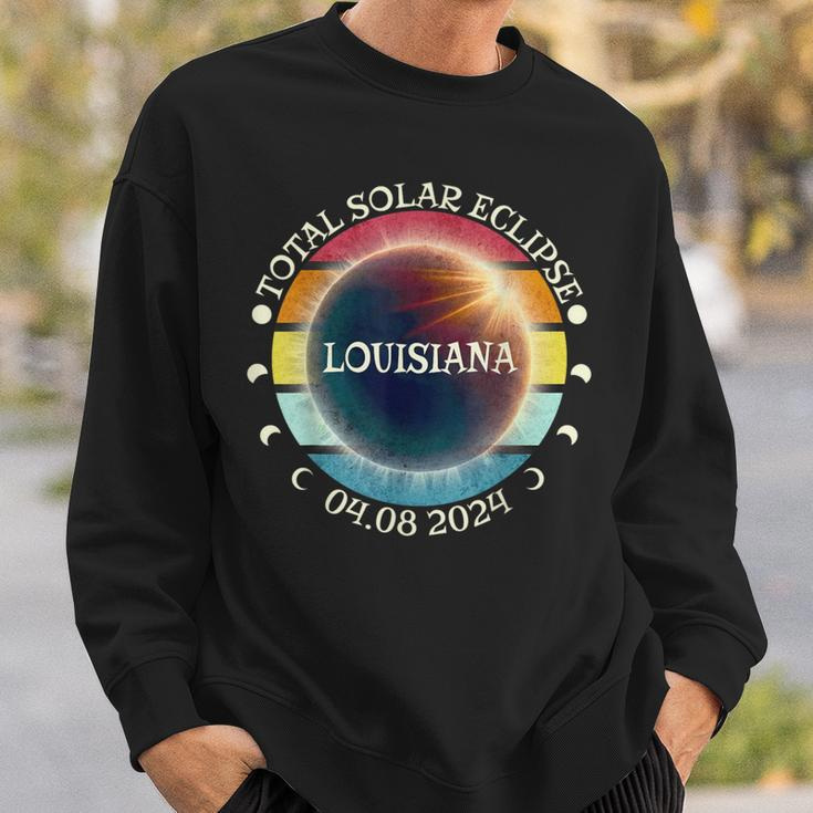 Louisiana Total Solar Eclipse April 8Th 2024 Retro Vintage Sweatshirt Gifts for Him