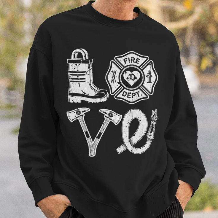 Love Firefighter Support Thin Red Line Firemen Sweatshirt Gifts for Him