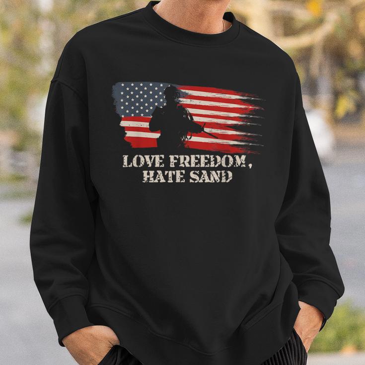 Love Freedom Hate SandMilitary Deployment Husband Sweatshirt Gifts for Him