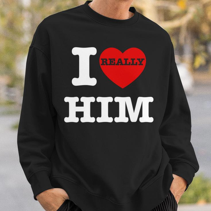 I Love Him I Heart Him Vintage For Couples Matching Sweatshirt Gifts for Him